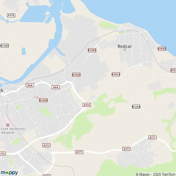 Plattegrond Redcar and Cleveland kaart van Redcar and Cleveland (TS10